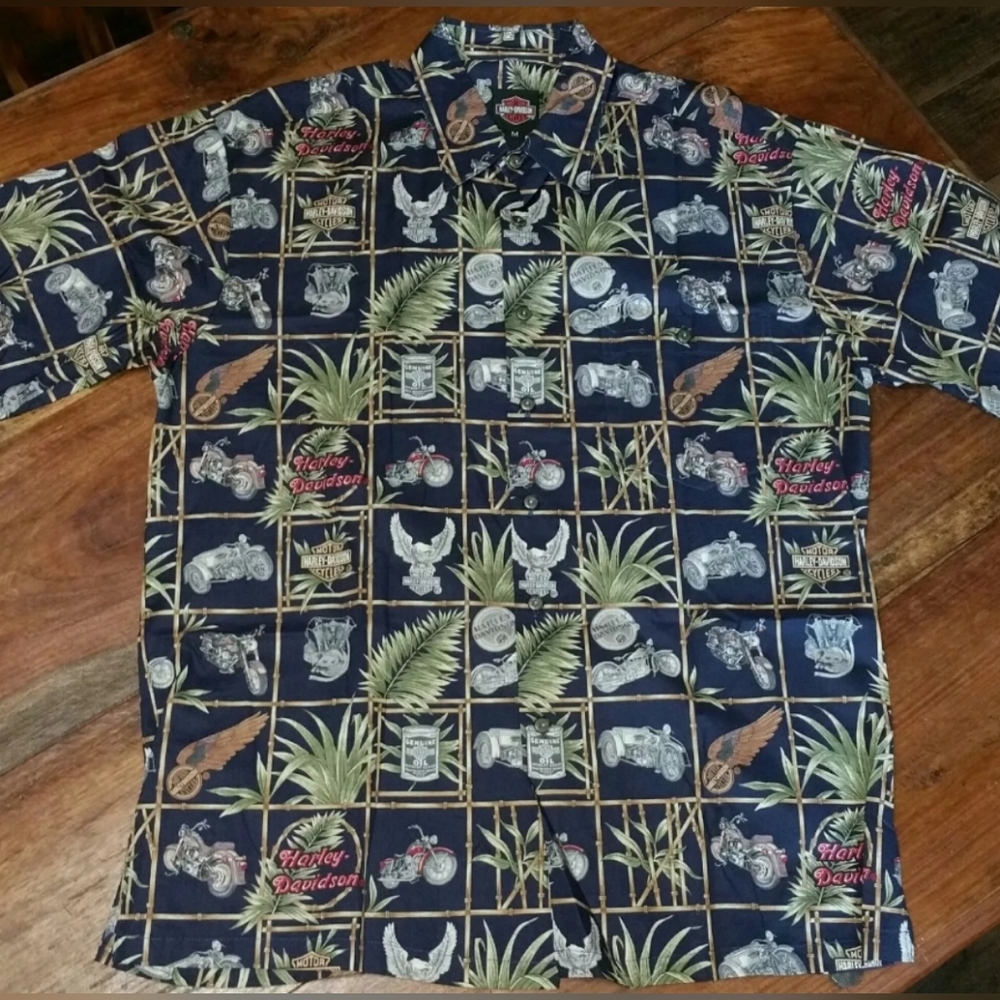 Harley Davidson Motorcycles Tori Richard Hawaiian Bikercore Shirt Medium Hawaii